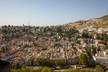 Cityscape of Granada seen from Alhambra fortress, Granada, Andalusia, Spain