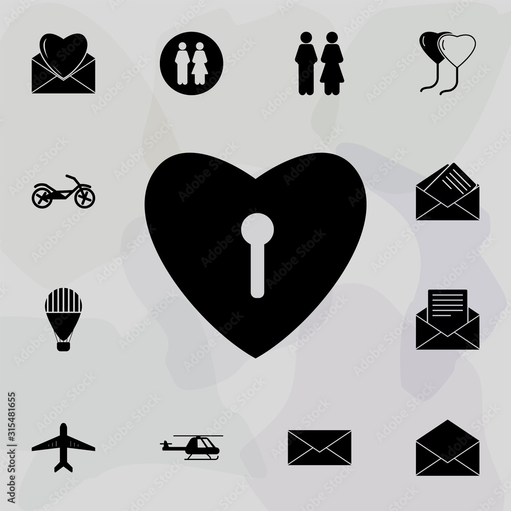Poster castle in the shape of a heart icon. web icons universal set for web and mobile