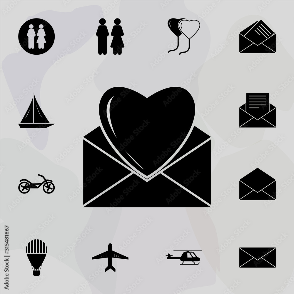 Poster heart in an envelope icon. web icons universal set for web and mobile