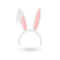 Easter bunny ears mask isolated on white background. Happy Easter banner.