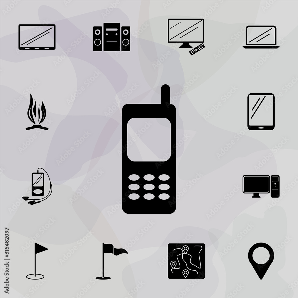 Poster old mobile phone with antenna icon. web icons universal set for web and mobile