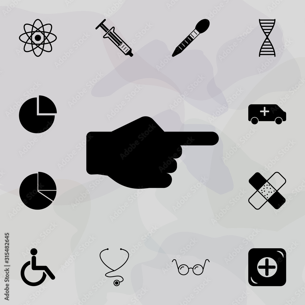 Aufkleber pointing hand icon. web icons universal set for web and mobile