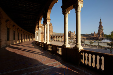 Fototapeta na wymiar The portico of Plaza de España (Spain Square) in Seville, Spain