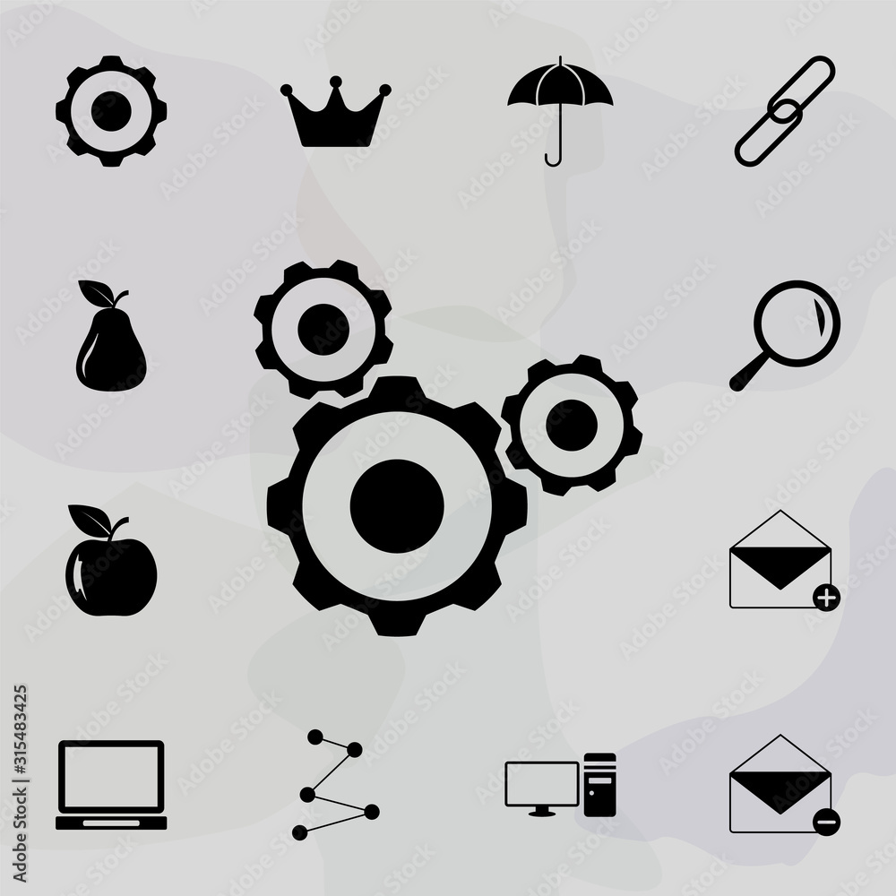 Aufkleber gear mechanism icon. web icons universal set for web and mobile