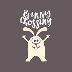 Easter greeting card with rabbit and text