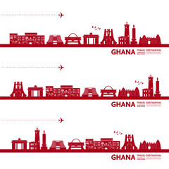 Ghana travel destination grand vector illustration.  - obrazy, fototapety, plakaty