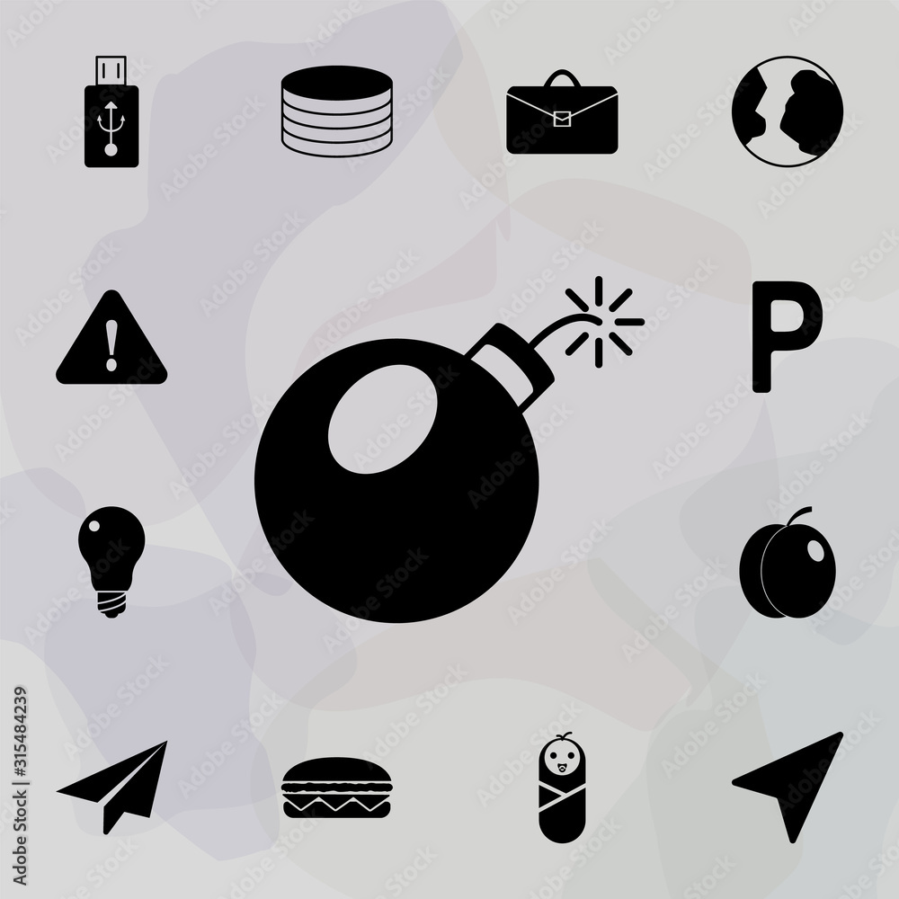 Poster bomb with wick icon. web icons universal set for web and mobile