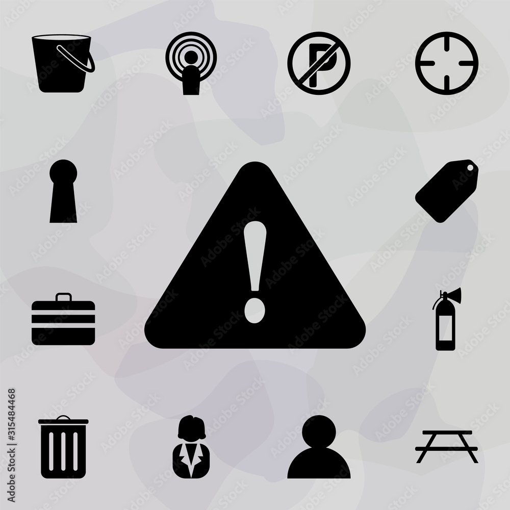 Poster triangular exclamation point icon. web icons universal set for web and mobile