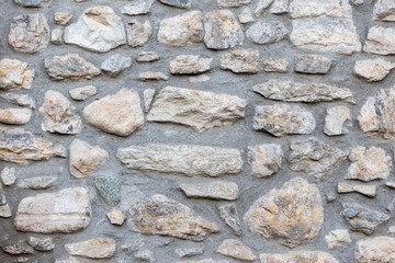 ancient wall of uneven gray stones