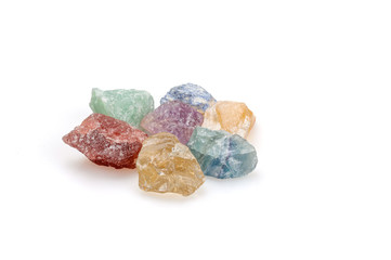 Minerals on a white background.