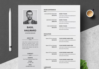 Resume Layout with Light Gray Sidebar