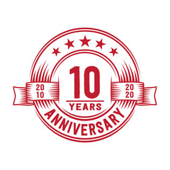 10 years logo design template. 10th anniversary vector and illustration.