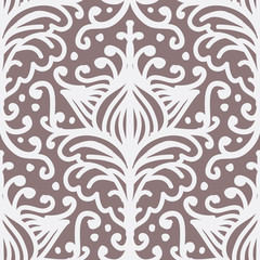Damask Filigree Flourish Curl Shabby Chic Pattern in Neutral Colors. Seamless repeat vector eps 10 pattern swatch.