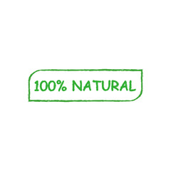 100 percent label natural production. Vector eco organic green stamp.