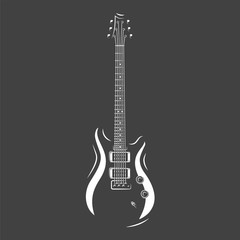 Guitar silhouette isolated on a black background