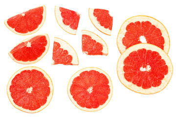 healthy food. grapefruit with slices isolated on white background top view