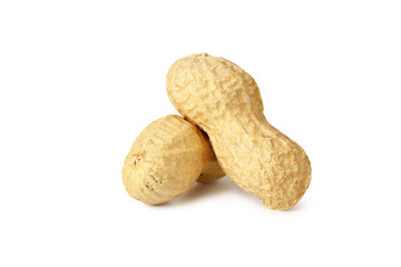 Dried peanuts isolated on white background. Food
