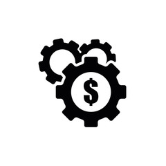 Obraz premium Gears icon vector with dollar sign in the middle. Currency adjustments illustration
