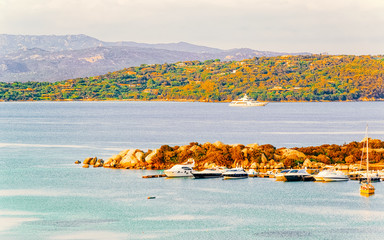 Landscape and scenery of Golfo Aranci atSardegna island in Italy in summer. Sassari province near...