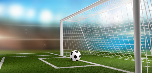 soccer football ball and soccer goal 3d-illustration