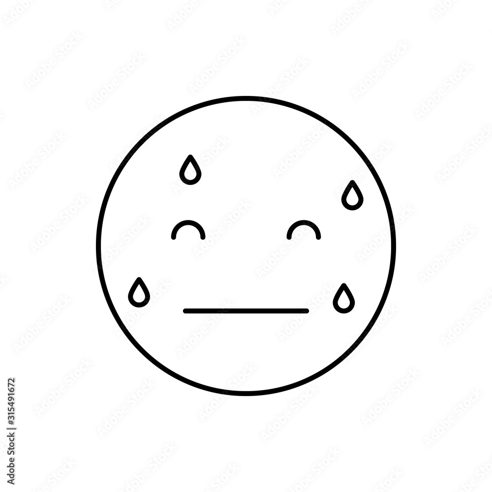 Poster sweating, emotions icon. simple line, outline vector expression of mood icons for ui and ux, website