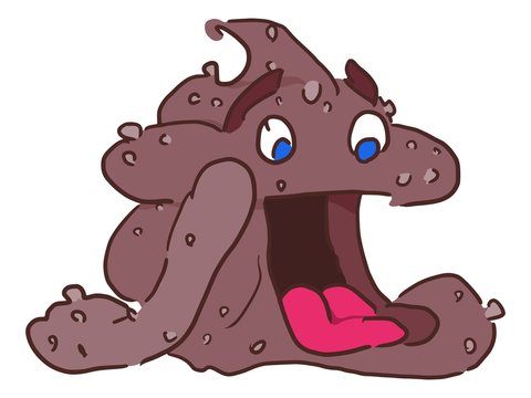 funny poop character with an open tongue