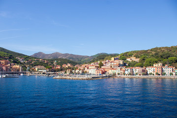 Naklejka na ściany i meble Water view of Portoferraio, Province of Livorno, on the island of Elba in the Tuscan Archipelago of Italy, Europe