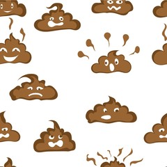 cheerful seamless pattern with poops and emotions