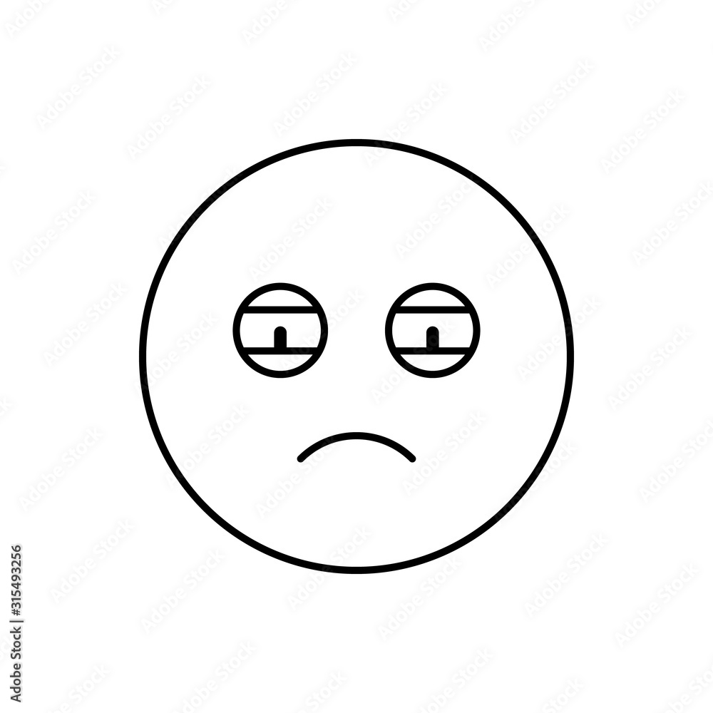 Poster tired, emotions icon. simple line, outline vector expression of mood icons for ui and ux, website or