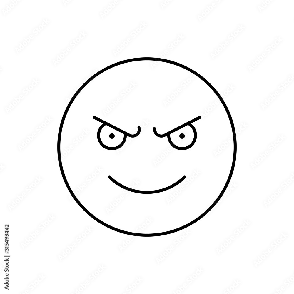 Poster evil smile, emotions icon. simple line, outline vector expression of mood icons for ui and ux, websi