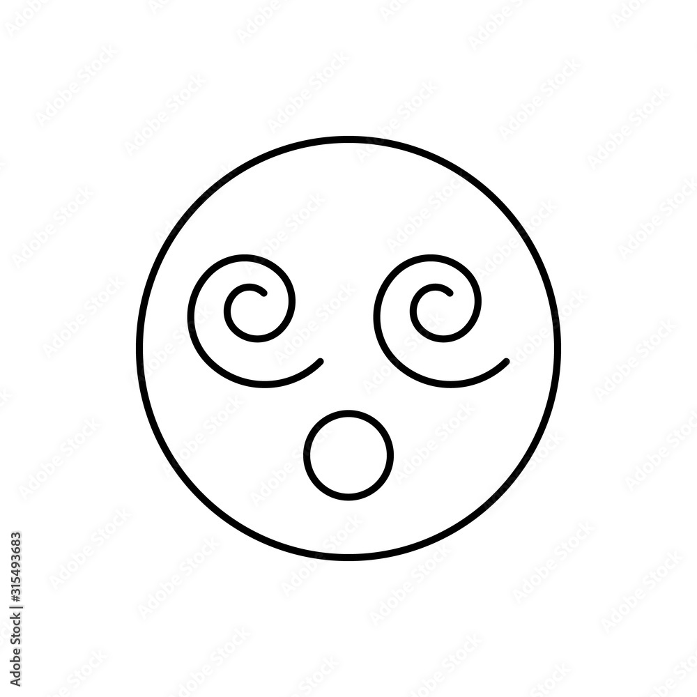 Poster dazed, emotions icon. simple line, outline vector expression of mood icons for ui and ux, website or