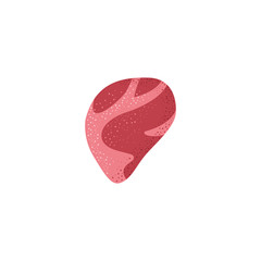 Raw steak meat vector icon. Beefsteak textured illustration in cartoon style isolated on white.