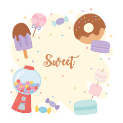 sweet products donut ice cream bubble gum machine candies caramel