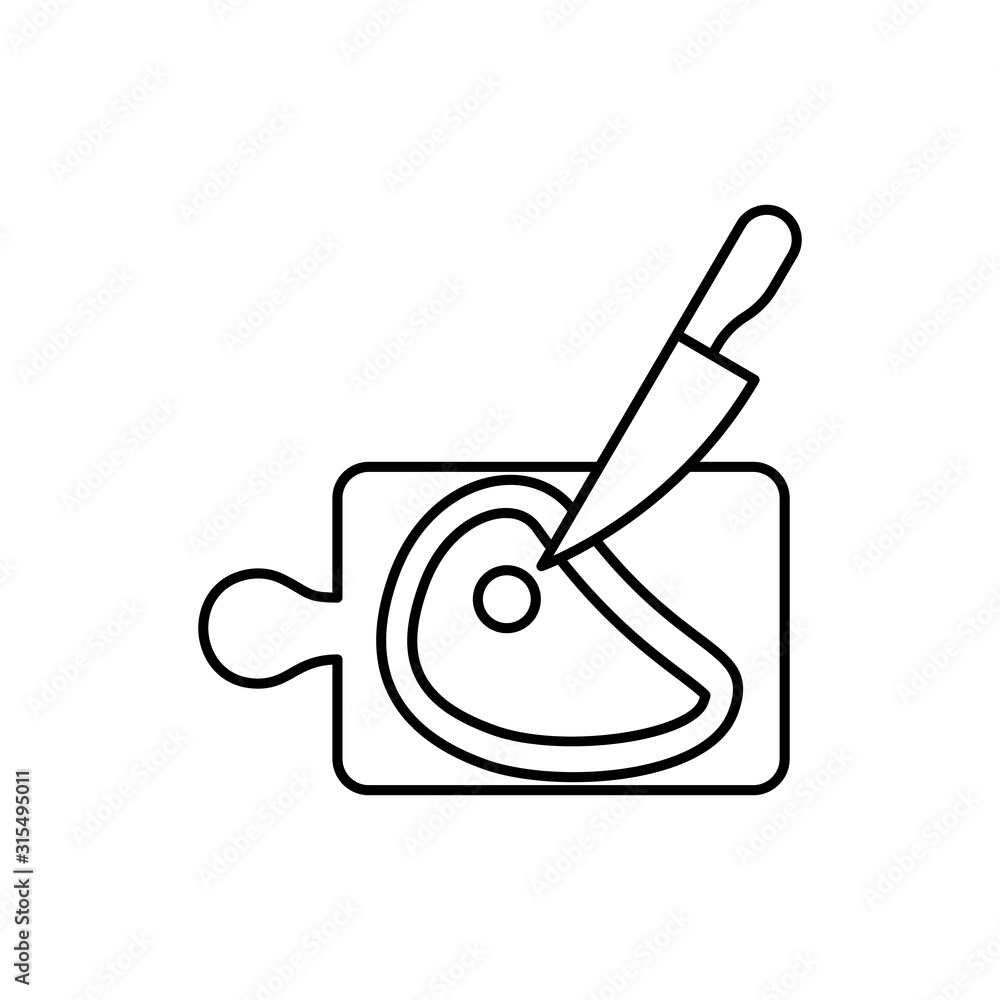 Poster cutting board, meat icon. simple line, outline vector batcher icons for ui and ux, website or mobile