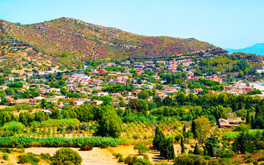 Landscape and Beautiful Scenery with mountains in Villasimius city. Panorama in South Sardinia...