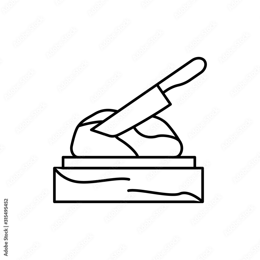 Poster cutting board, meat icon. simple line, outline vector batcher icons for ui and ux, website or mobile