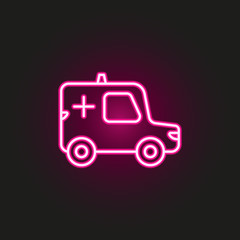 Ambulance neon style icon. Simple thin line, outline vector of medical icons for ui and ux, website or mobile application