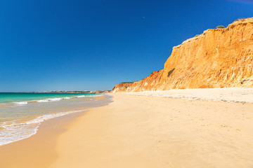 Panoramic picture of Praia da Falésia in Portugal in summer