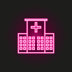 Hospital neon style icon. Simple thin line, outline vector of medical icons for ui and ux, website or mobile application