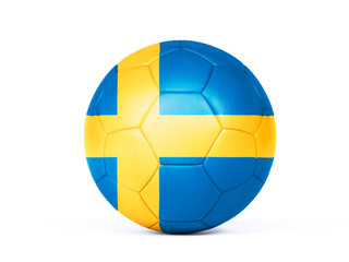 Fototapeta premium Football or soccer ball in Swedish national colors