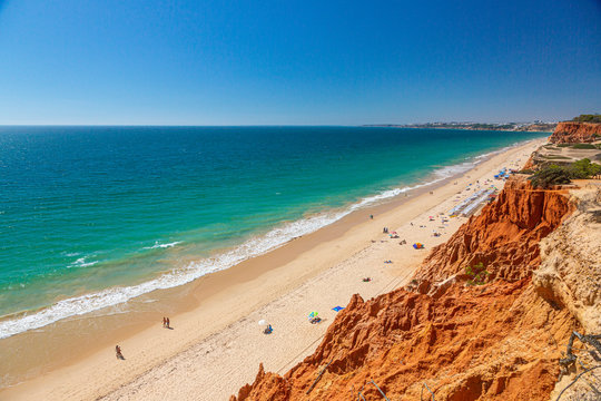Panoramic picture of Praia da Falésia in Portugal in summer
