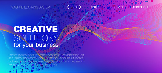 Falling Particles Distressed Purple Vector. 3D Fluid Shapes Poster. 