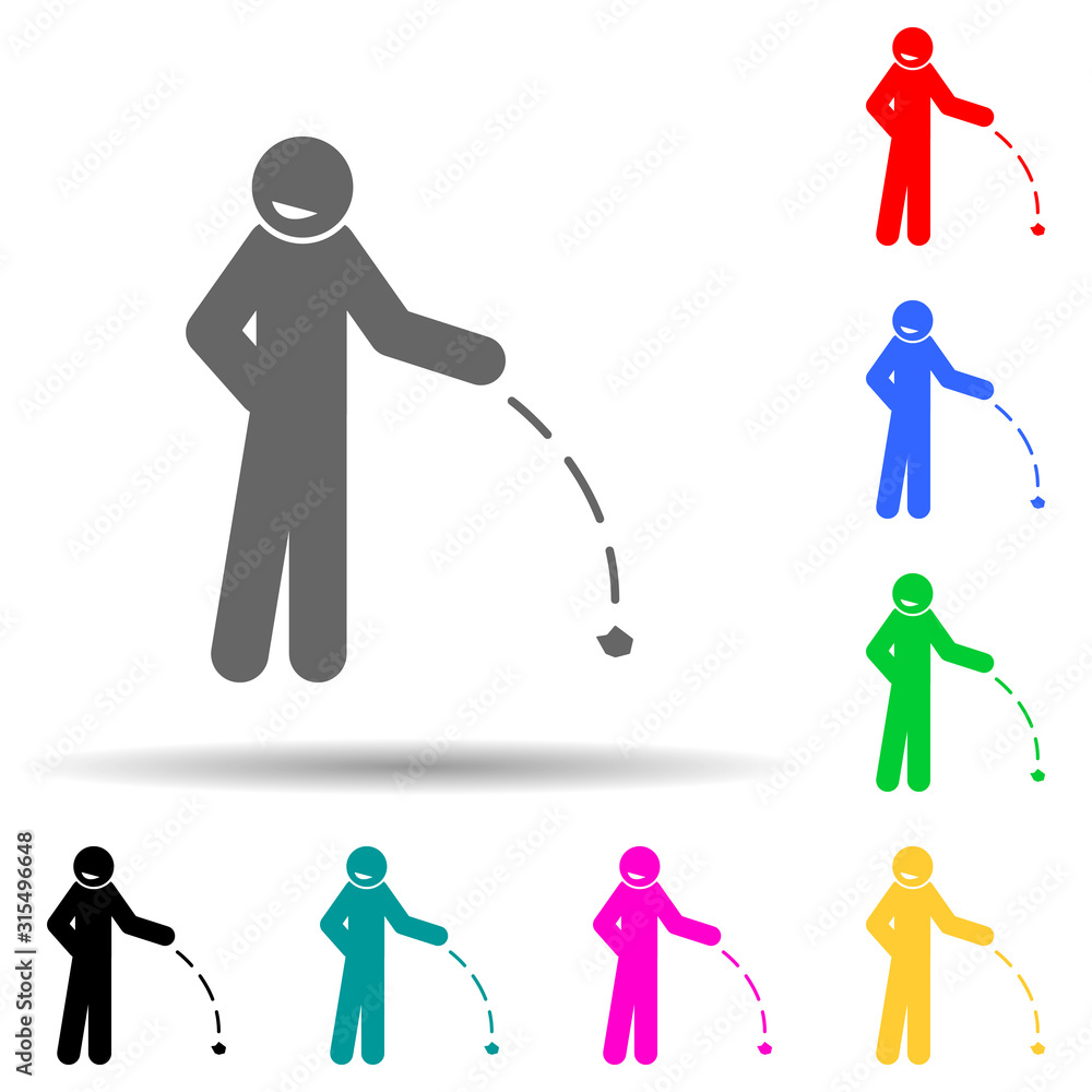 Poster litter, man multi color style icon. simple glyph, flat vector of negative character icons for ui and