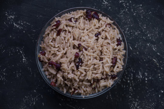 Rice with red beans in a bowl