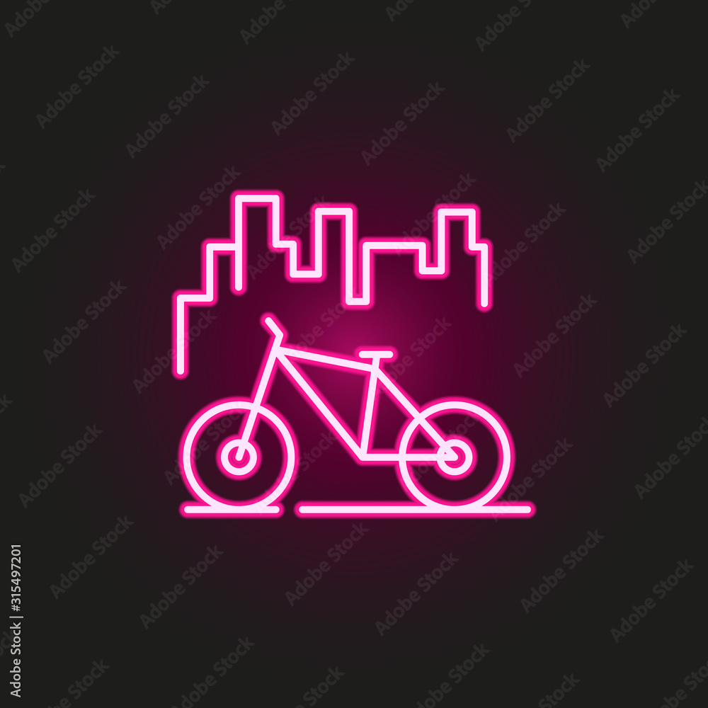 Poster bicycle, exercise, park neon style icon. simple thin line, outline vector of park and garden icons f