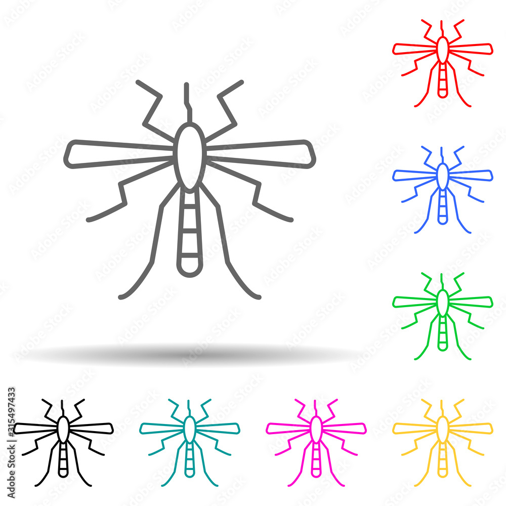 Poster mosquito multi color style icon. simple thin line, outline vector of pest control and insect icons f