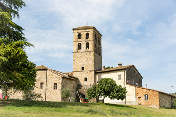 Fototapeta na wymiar Parish church of St Mary of the Assumption in Bardone settlement (Terenzo), Province of Parma, Emilia-Romagna, Italy