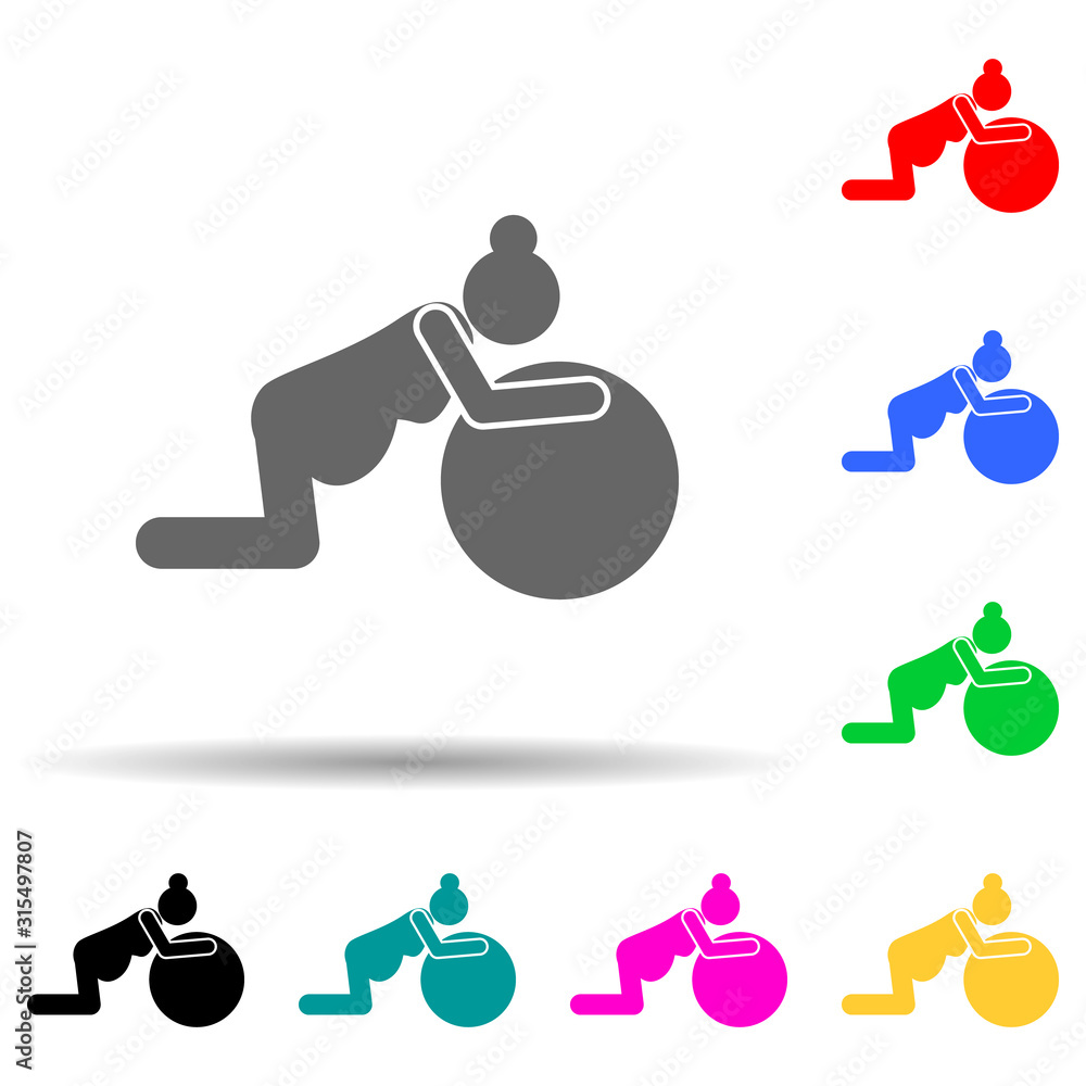 Poster position, ball multi color style icon. simple glyph, flat vector of pregnant woman icons for ui and 