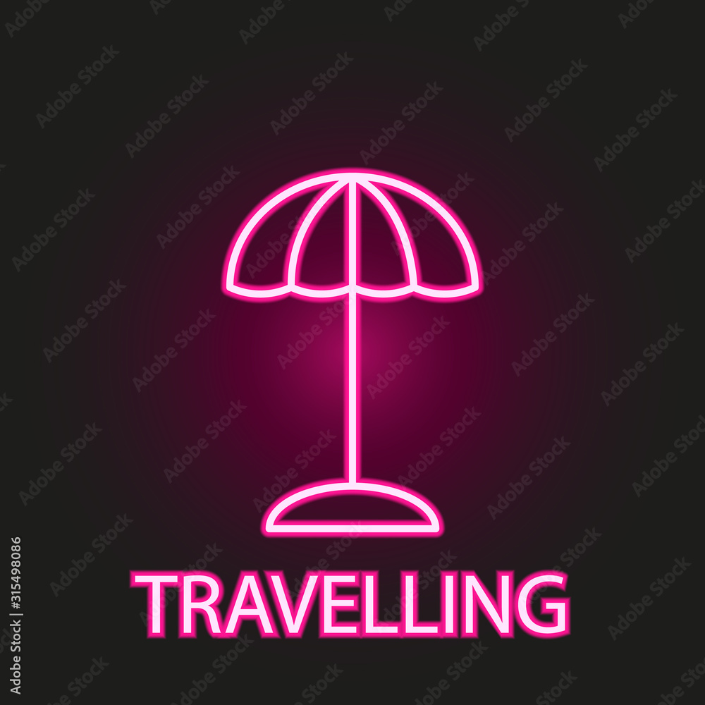 Poster relaxation in travelling neon style icon. simple thin line, outline vector of relaxation icons for u