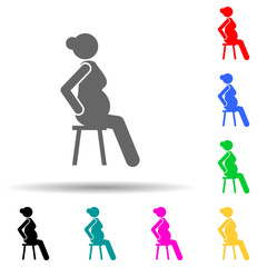 Pregnant woman, sit multi color style icon. Simple glyph, flat vector of pregnant woman icons for ui and ux, website or mobile application